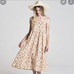 Rylee + Cru Midi Dress with Coral Pattern, Size S